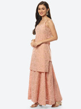 Printed Chanderi Kurta With Skirt & Jacket